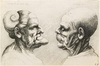 WENZEL HOLLAR Group of 8 etchings of grotesque heads.